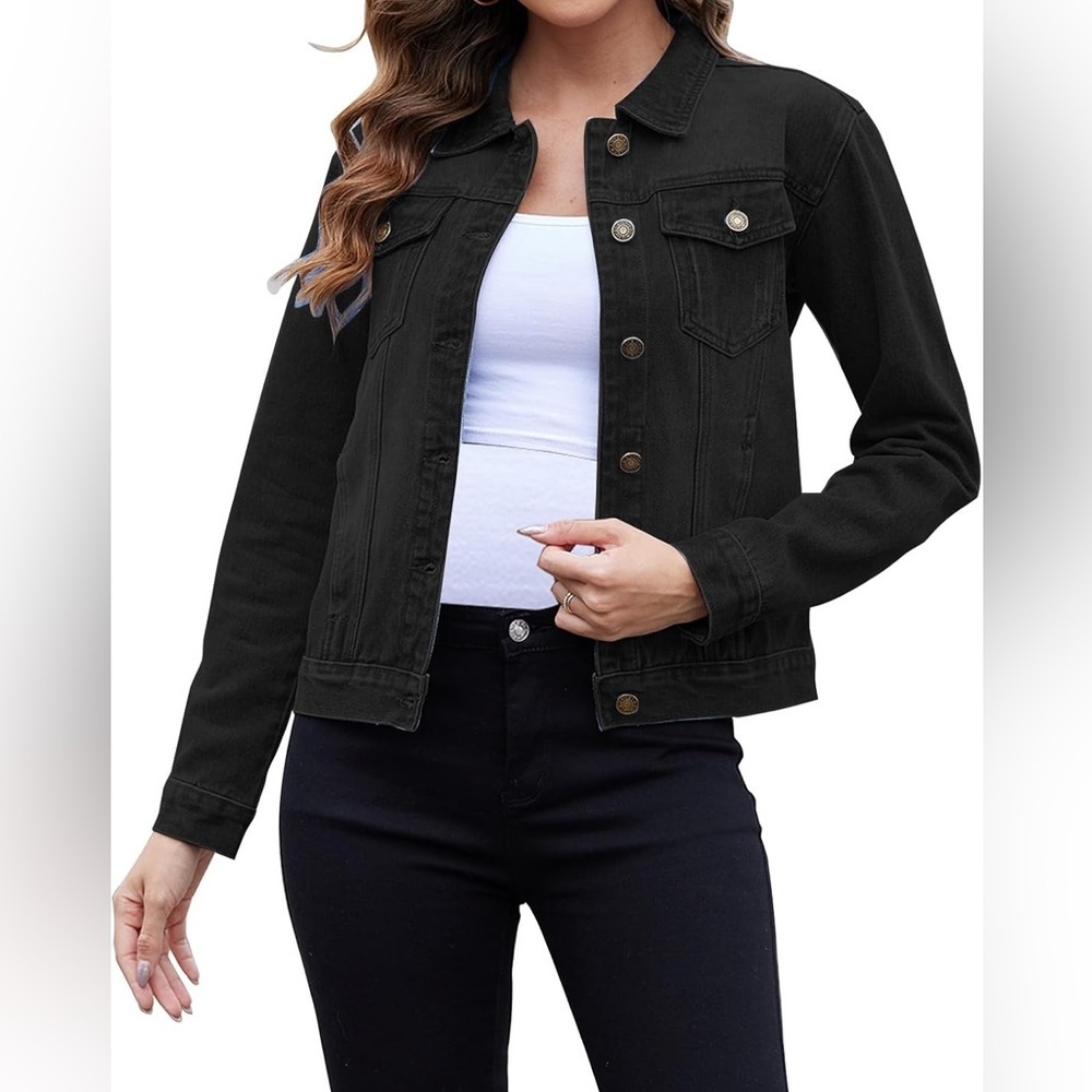 Blossom size XL Classic Black Denim Jacket, button up